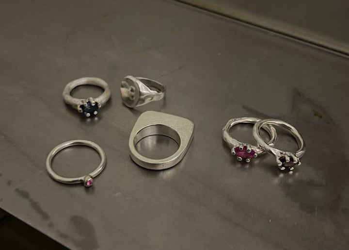 thin ring with golden drop